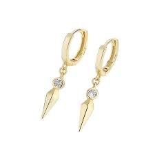 Pointed Drop Huggies Earrings Gold