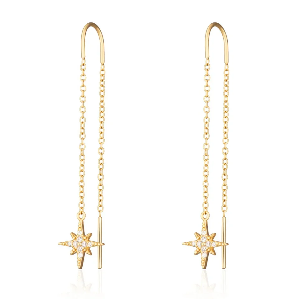 Scream Pretty Starburst Threader Earrings Gold