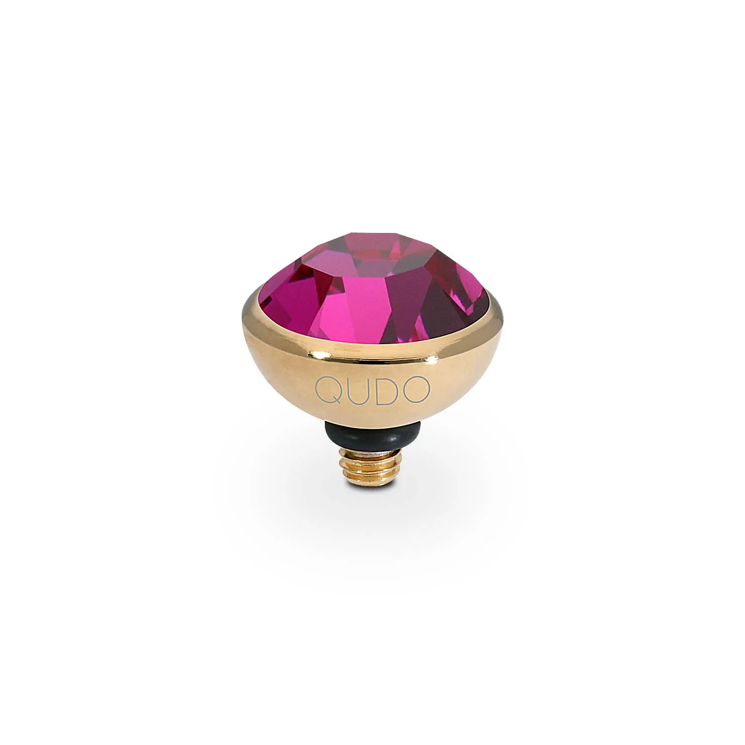 Qudo Ring Top Bottone Fuchsia 10mm Gold