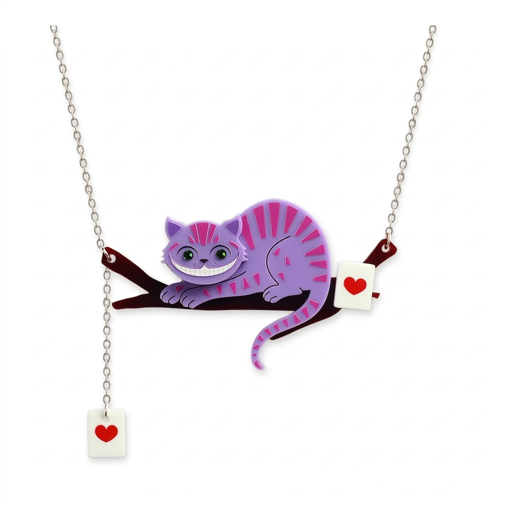 Little Moose Alice in Wonderland Cheshire Cat Branch Necklace