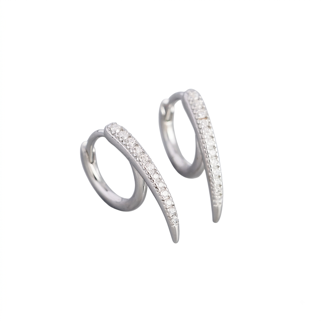 Talon Spike Mini Huggies Silver CZ