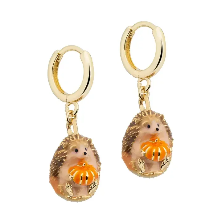 Bill Skinner Hedgehog & Pumpkin Huggie Earrings