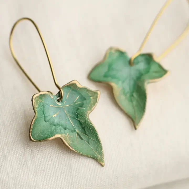 Green Ivy Leaf Earrings
