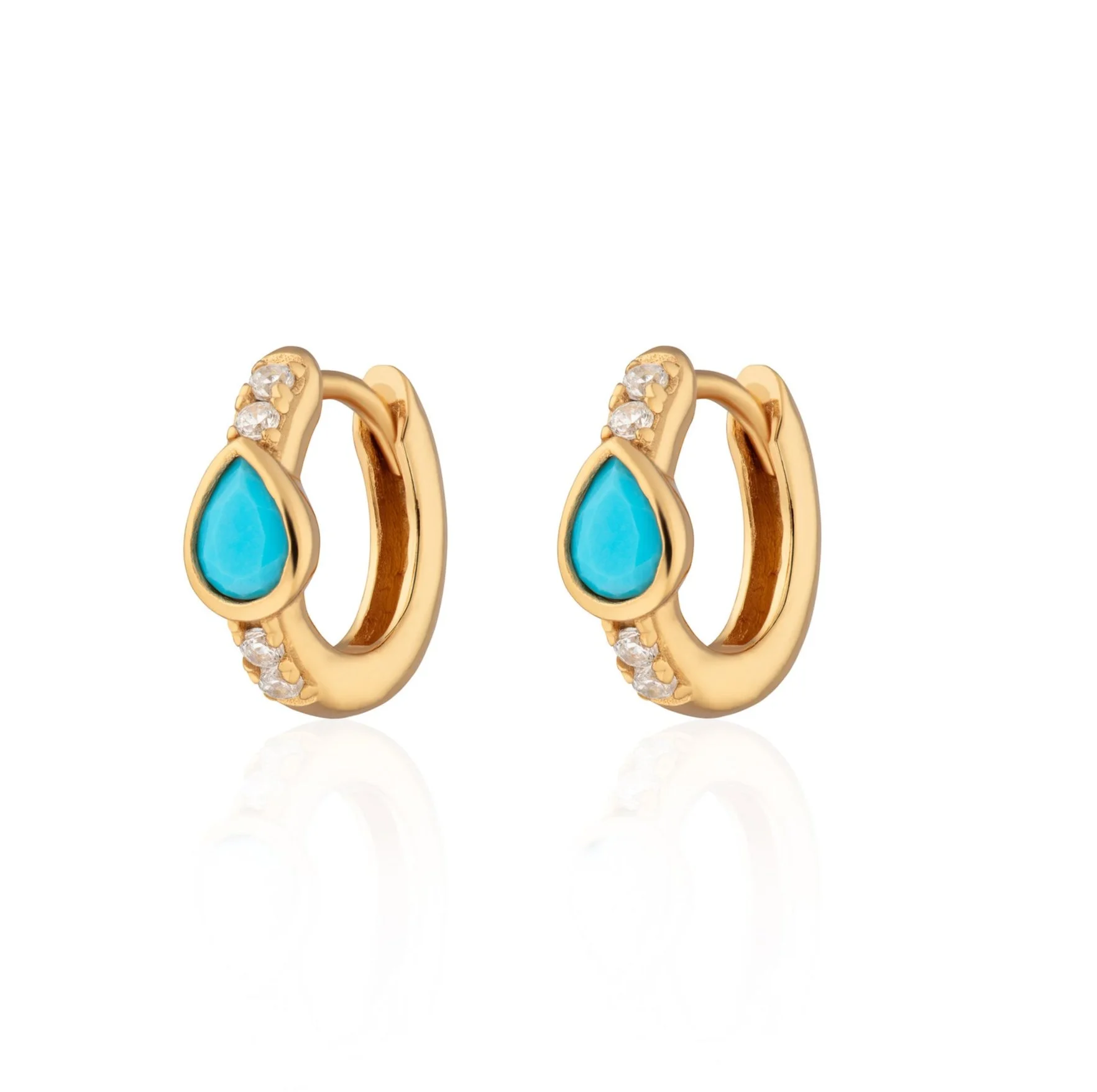 Scream Pretty Turquoise Teardrop Huggie Earrings Gold