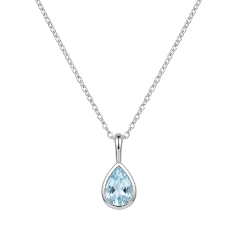 Blue Topaz Teardrop Pendant Silver