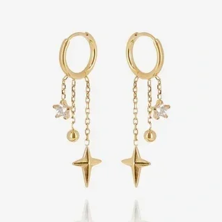 Zag Bijoux Doria Charm Hoop Earrings Gold