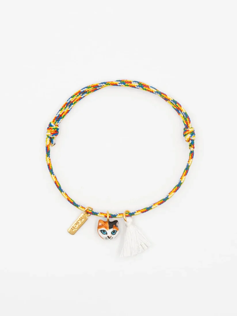 Nach Multi Colored Cat Cord Bracelet With Tassel