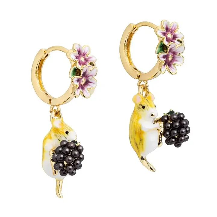 Bill Skinner Blackberry Mouse Huggie Earrings