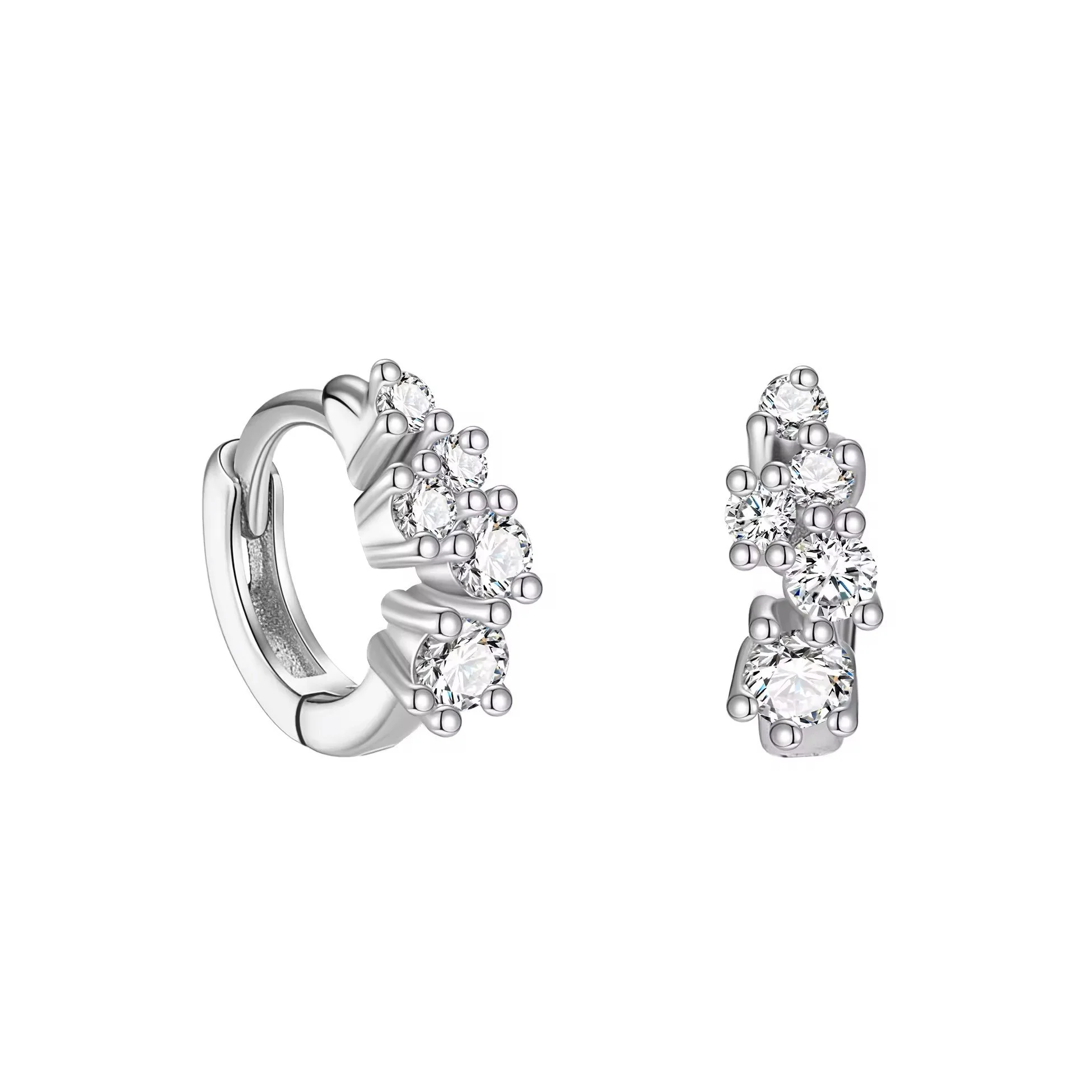 Extra Tiny Constellation CZ Huggie Hoop Earrings  Silver