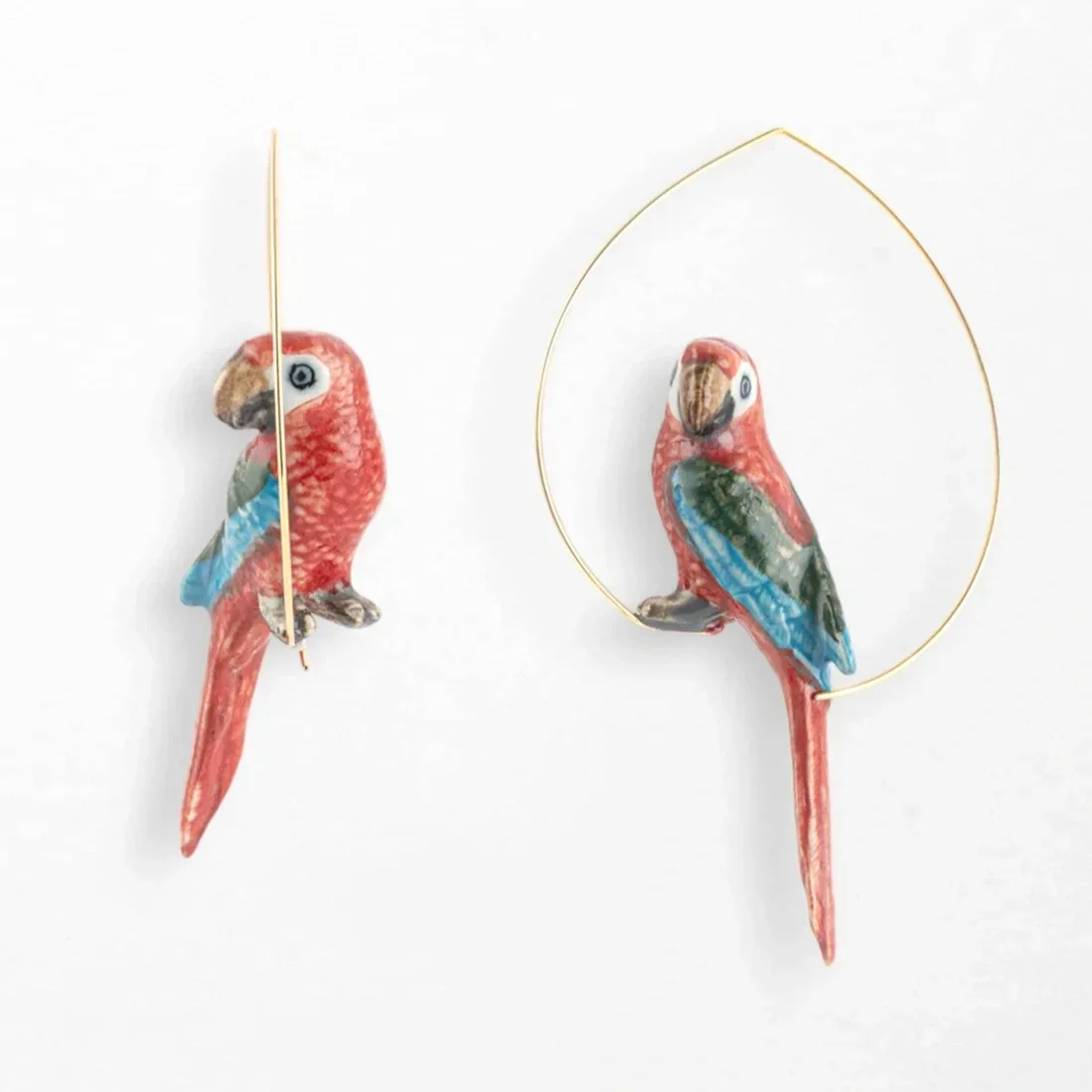 Nach Large Red Parrot Hoop Earrings