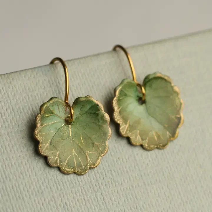 Olive Green Willow Leaf Earrings