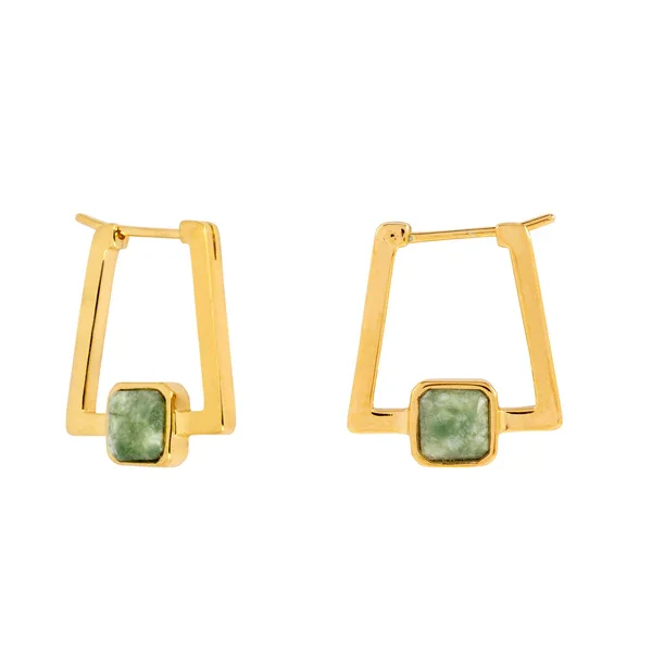 Vurchoo Deco Square Agate Hoops Gold