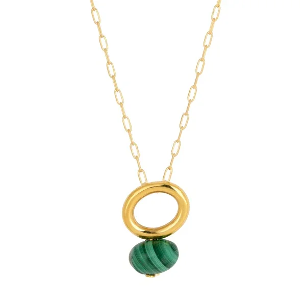 Vurchoo Malachite Gold Halo Necklace