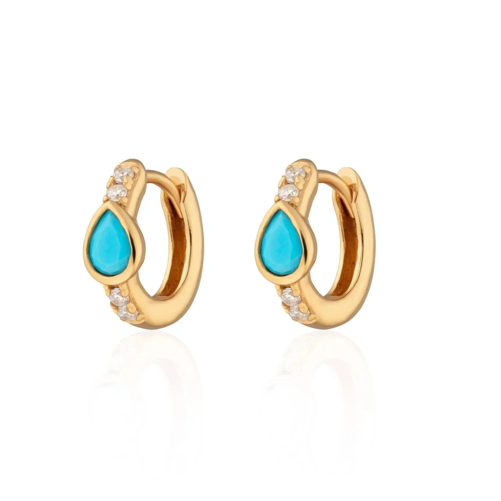 Scream Pretty Turquoise Teardrop Huggie Earrings Gold