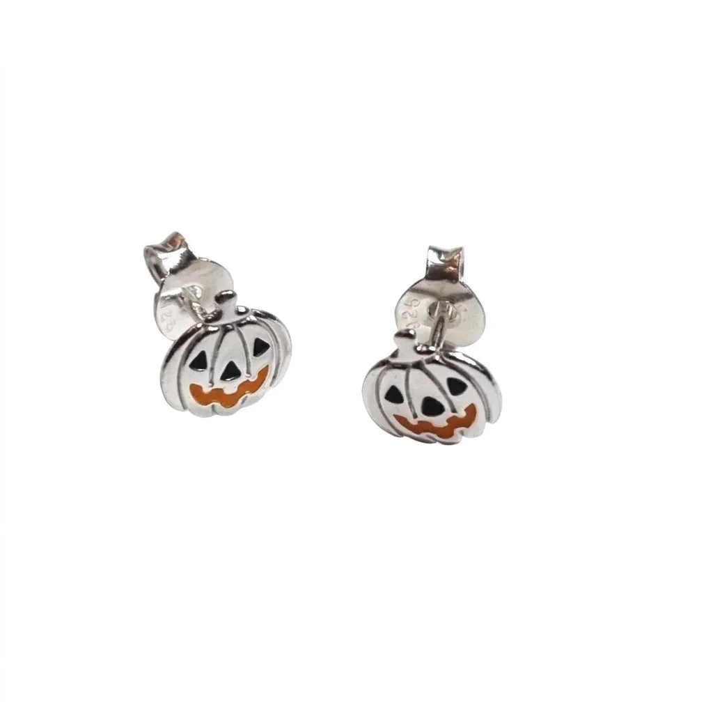 Halloween Pumpkin Studs Silver