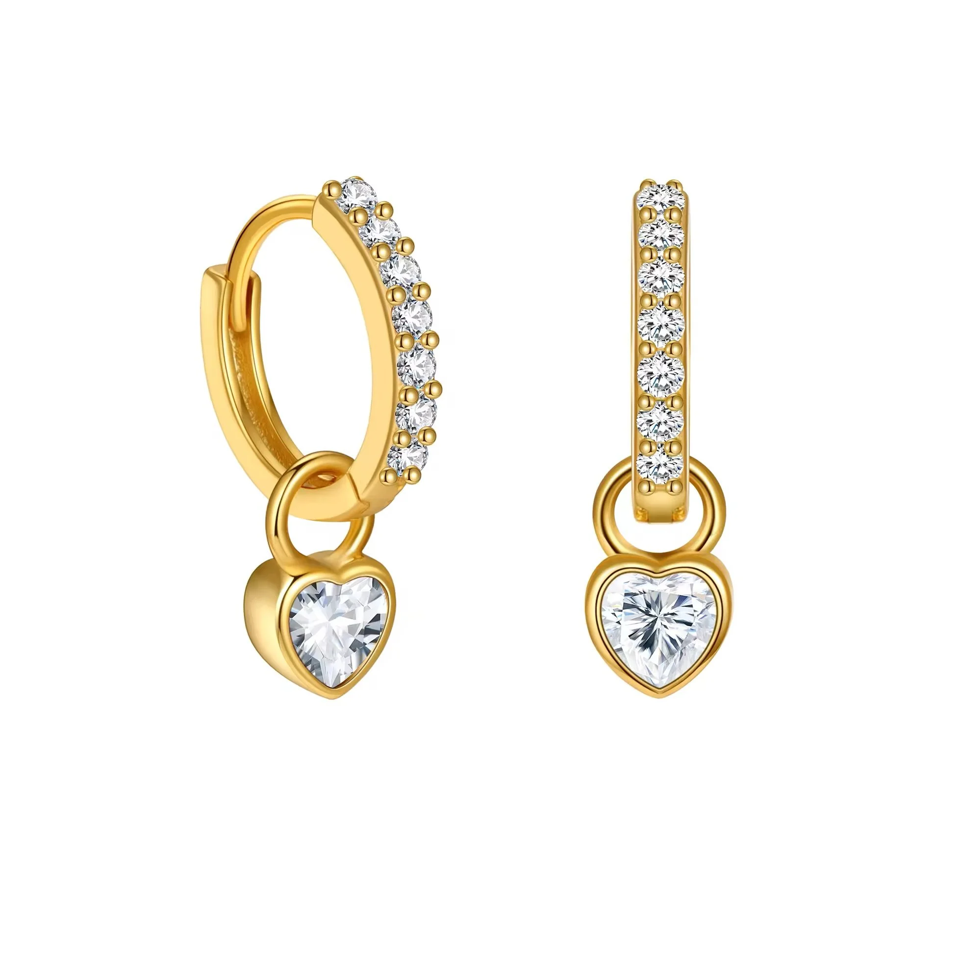 Heart Drop CZ Huggies Gold