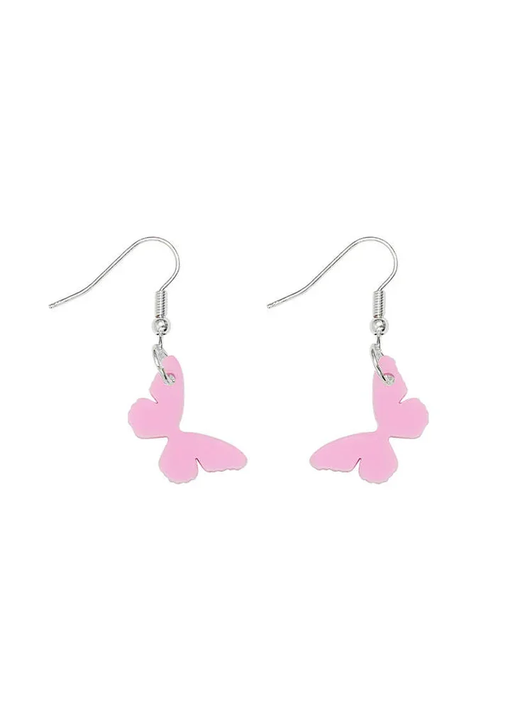 Tatty Devine Butterfly Charm Earrings Pale Pink