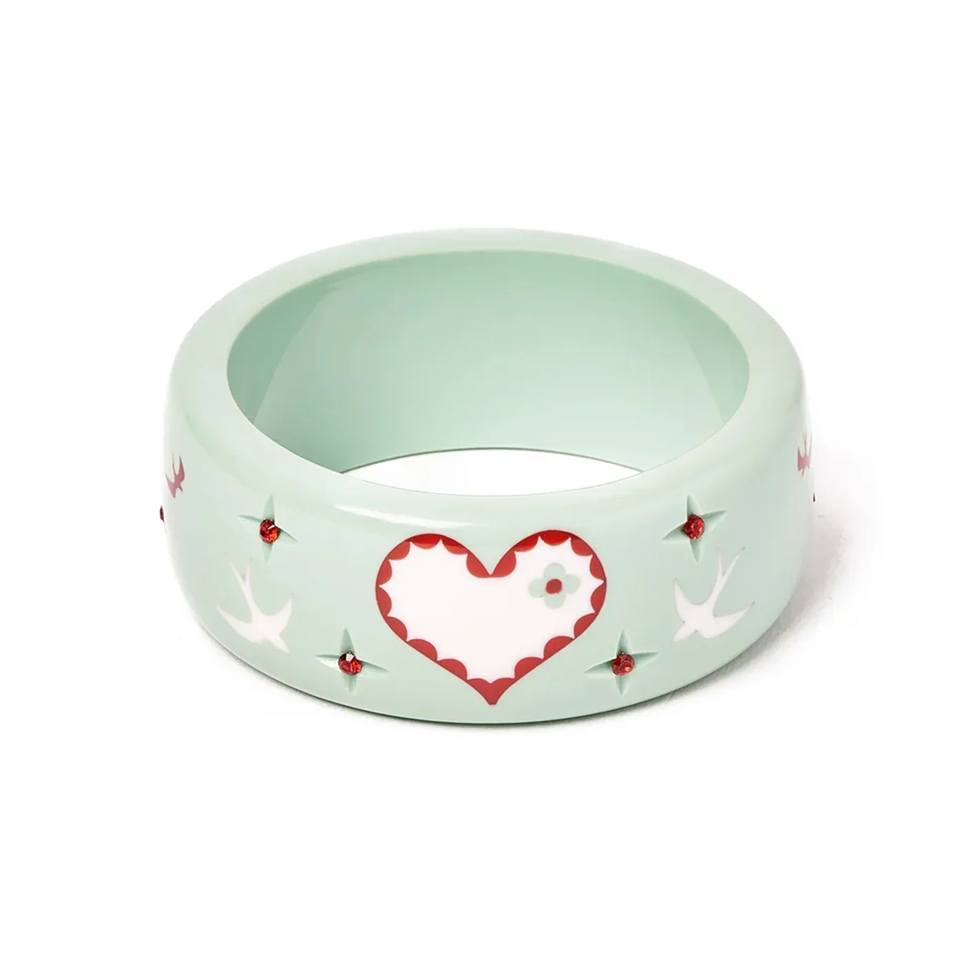 Splendette Retro Wide Love Bird Mint Bangle  - Larger Duchess