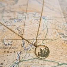Circle Lake District Mountain Pendant Gold