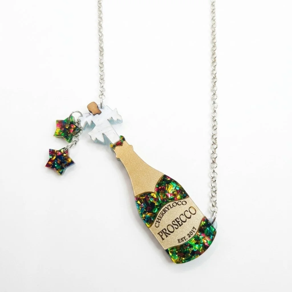 Sparkling Prosecco Bottle Neckklace