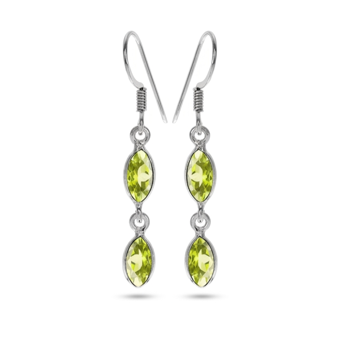 Peridot Drop Earrings Silver