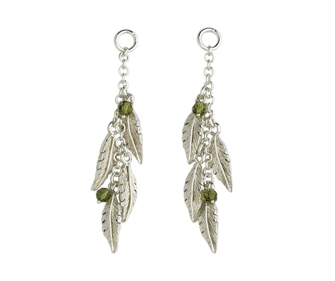 Silver Feather Drop Earrings