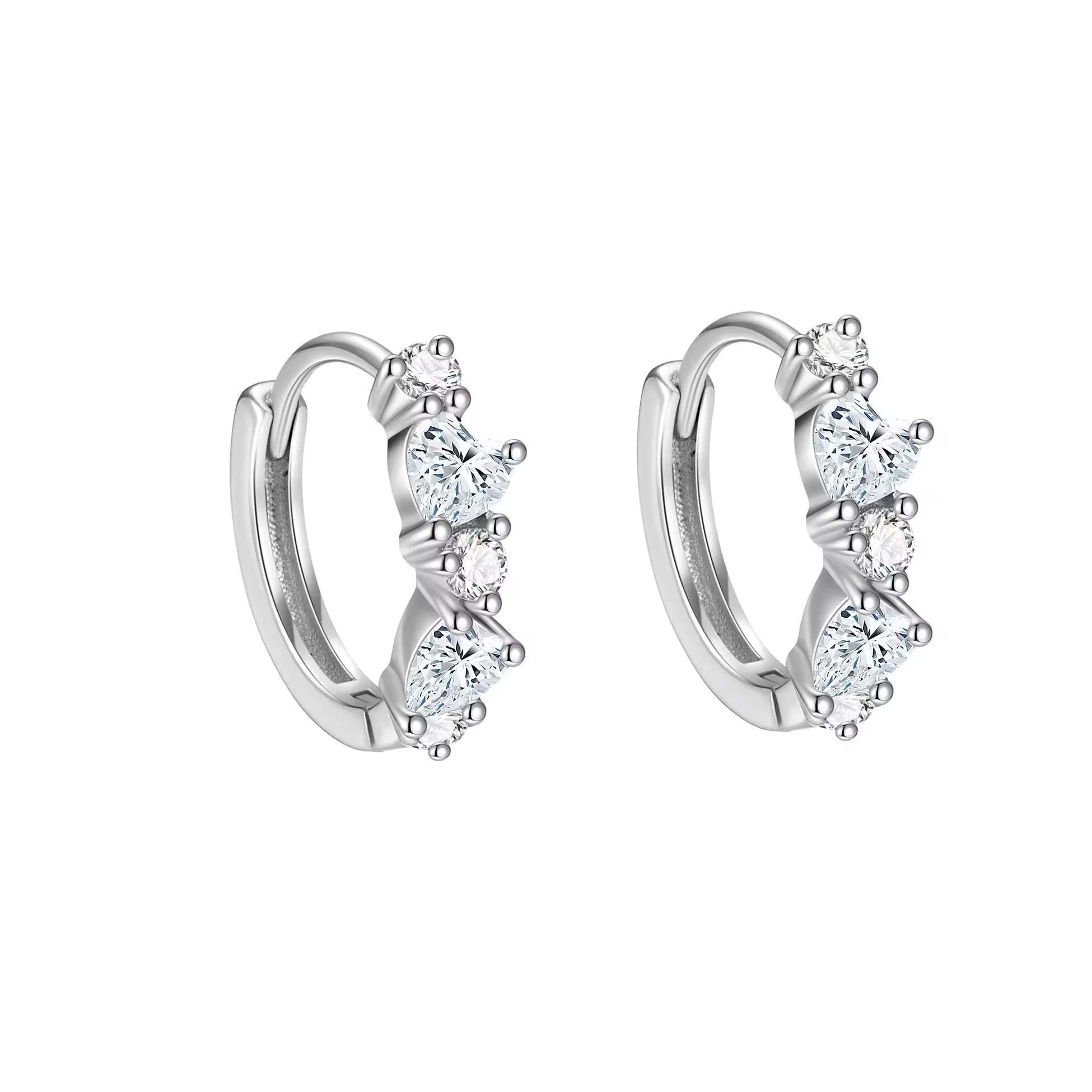 Sparkle CZ Teardrop Huggie Hoops Silver