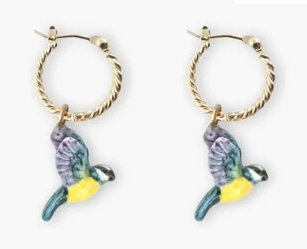 Nach Blue Tit Hoop Earrings