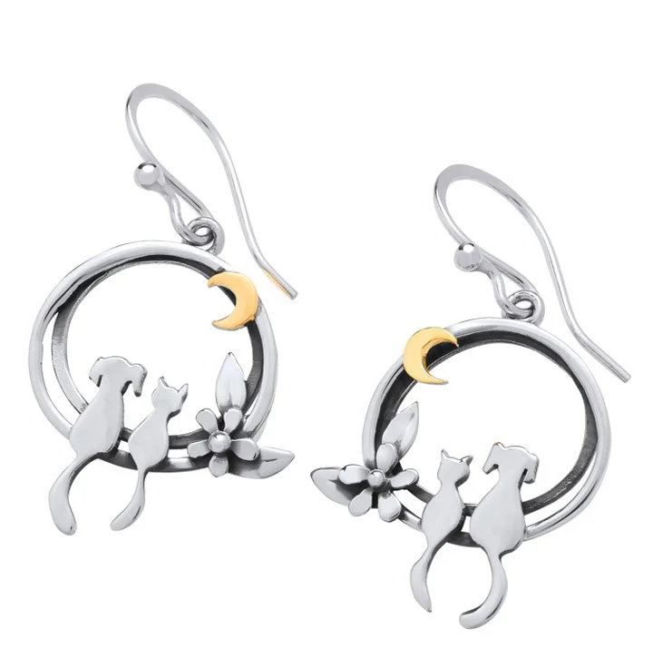 Linda Macdonald Cat & Dog Moonlight Friends Earrings