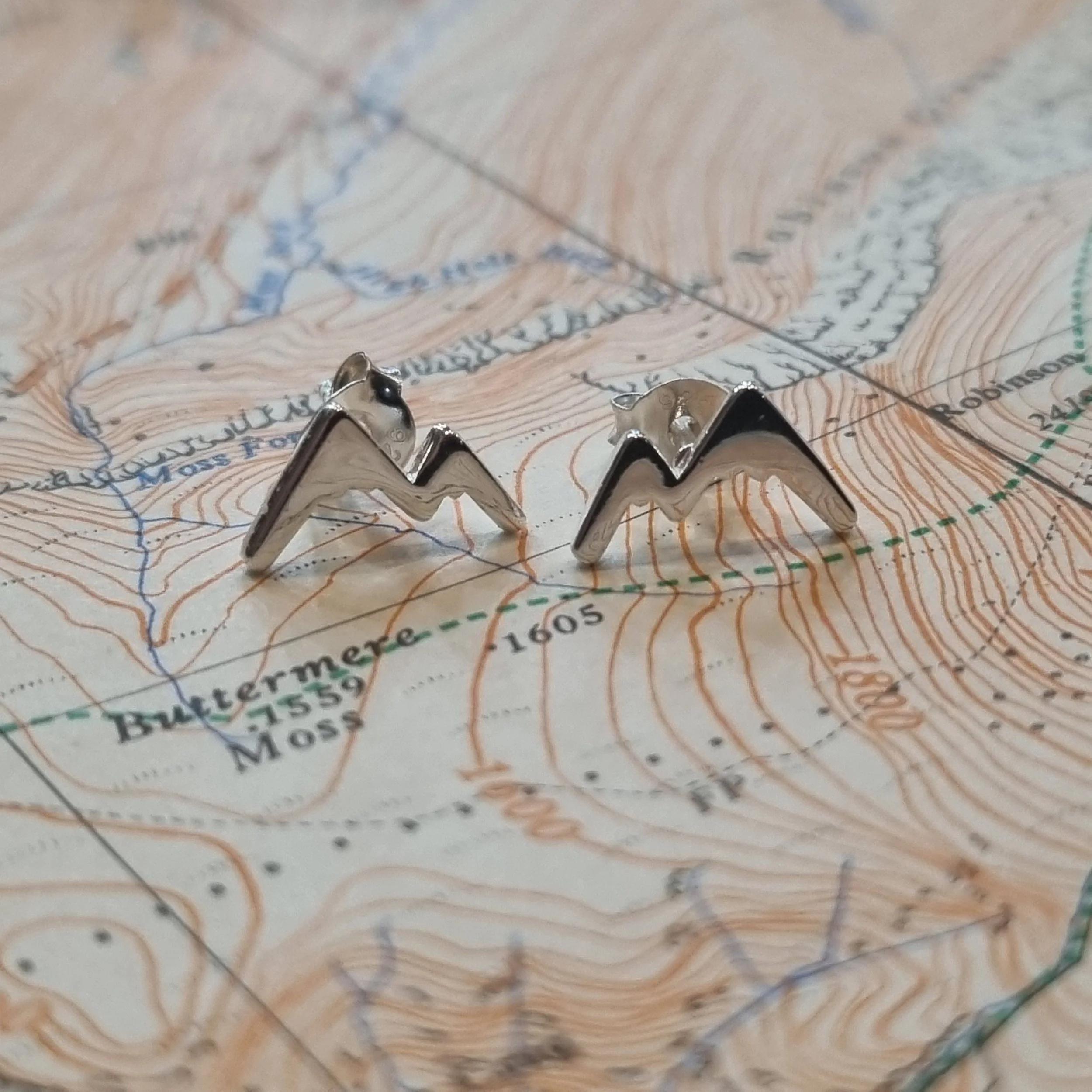 Mountain Outline Earrings Silver