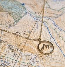 Circle Lake District Mountain Outline Pendant Gold