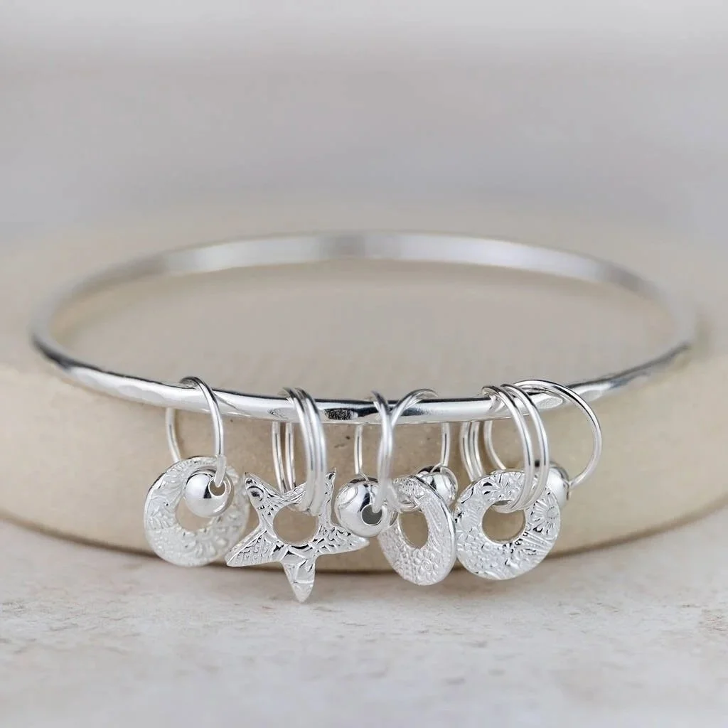 Lucy Kemp Charms Bangle Silver Large