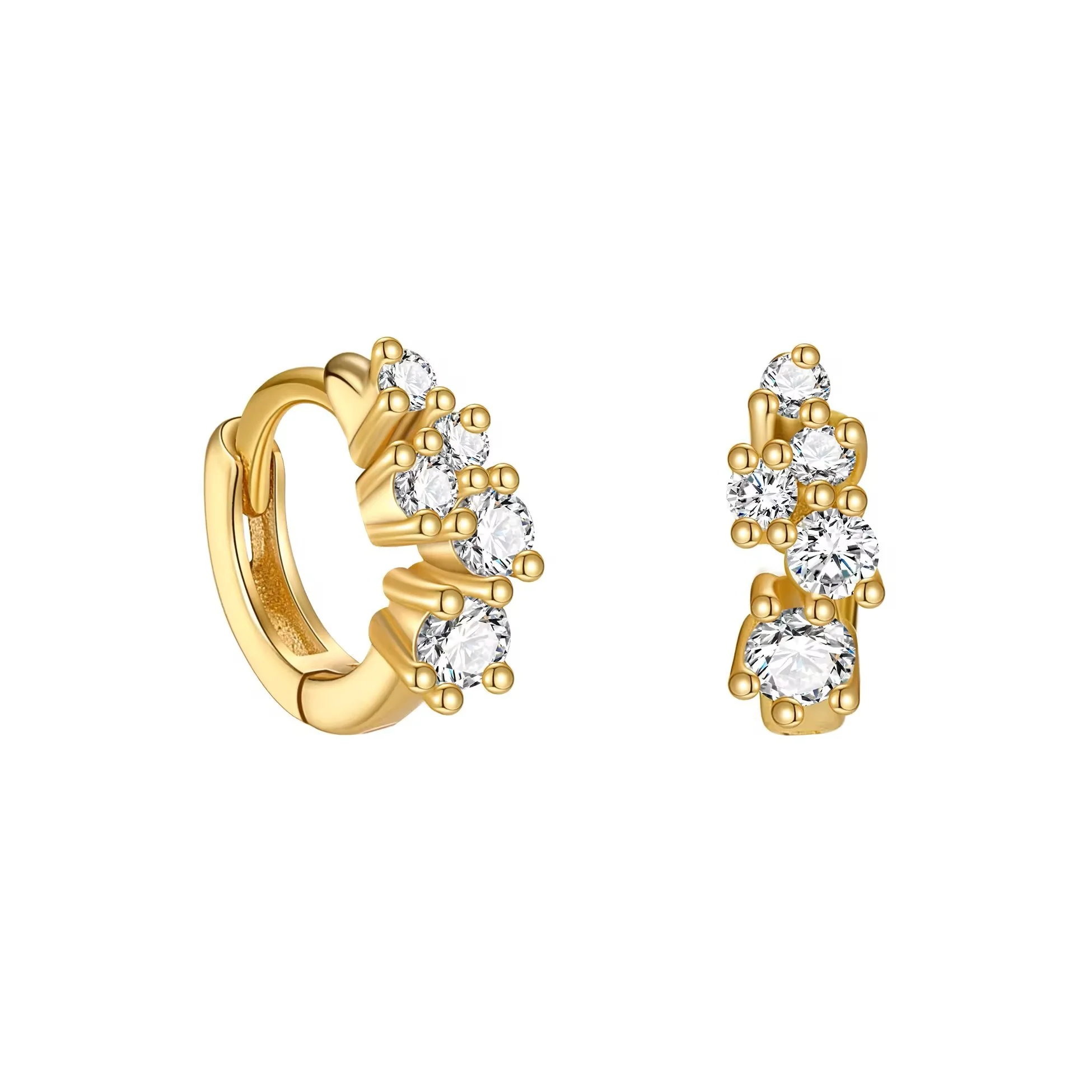 Extra Tiny Constellation CZ  Huggie Hoop Earrings Gold