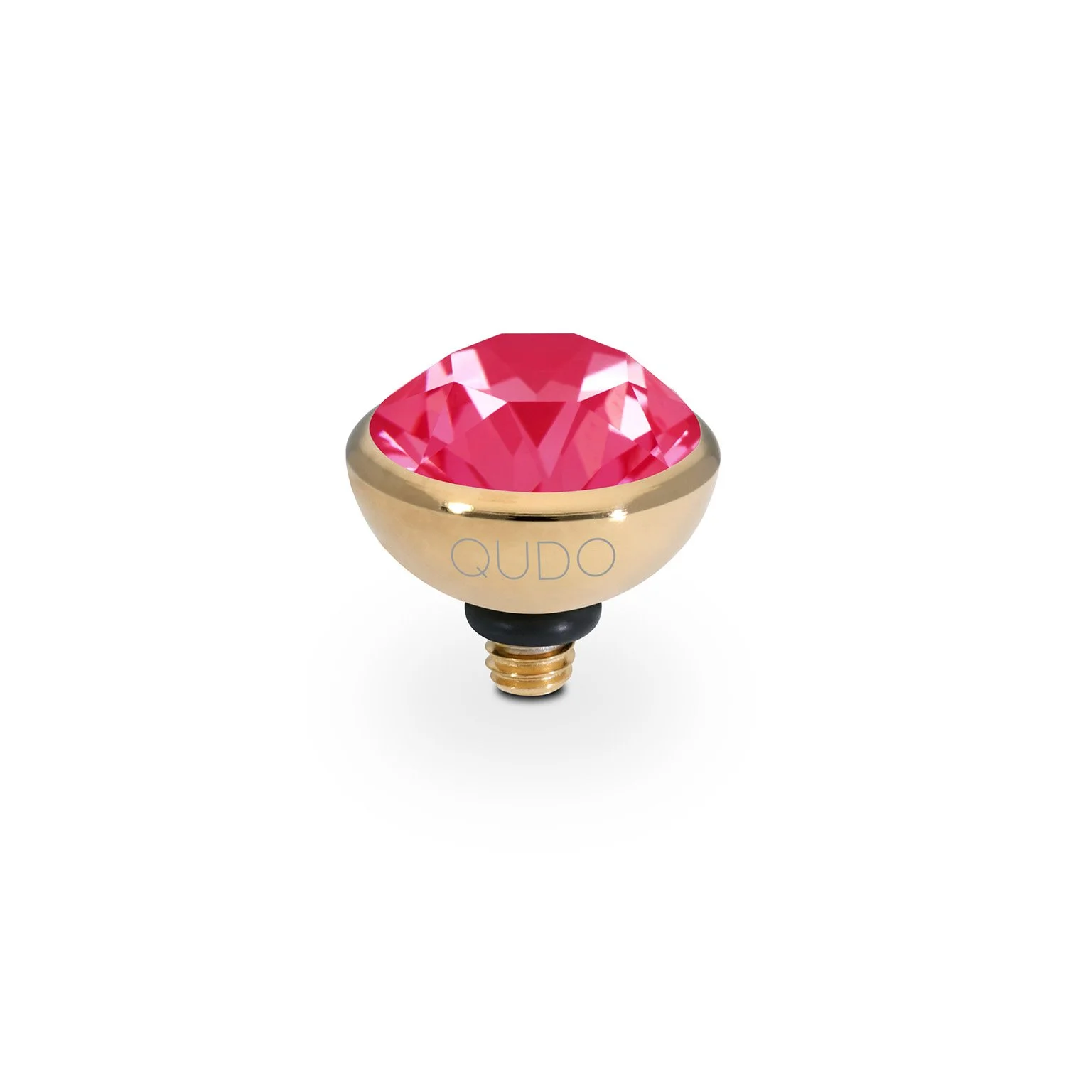 Qudo Ring Top Bottone Crystal Poppy Red Ignite 10mm Gold