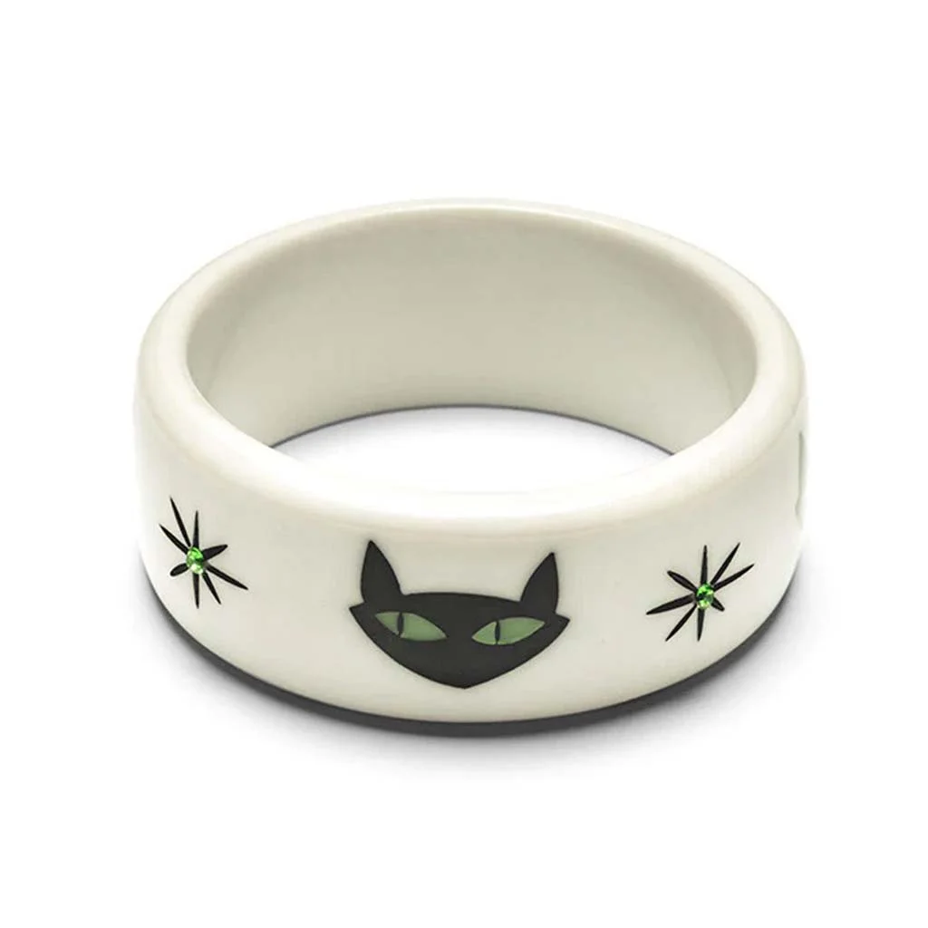 Splendette Retro Wide Black Cat Bangle  - Larger Duchess