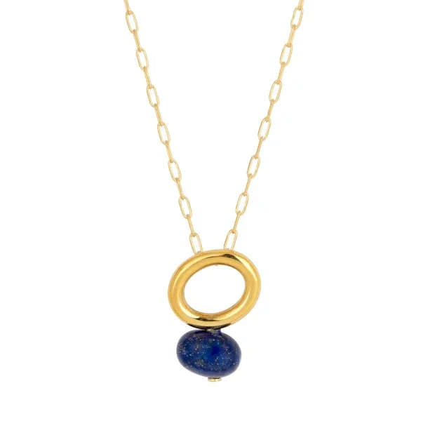 Vurchoo Lapis Gold Halo Necklace
