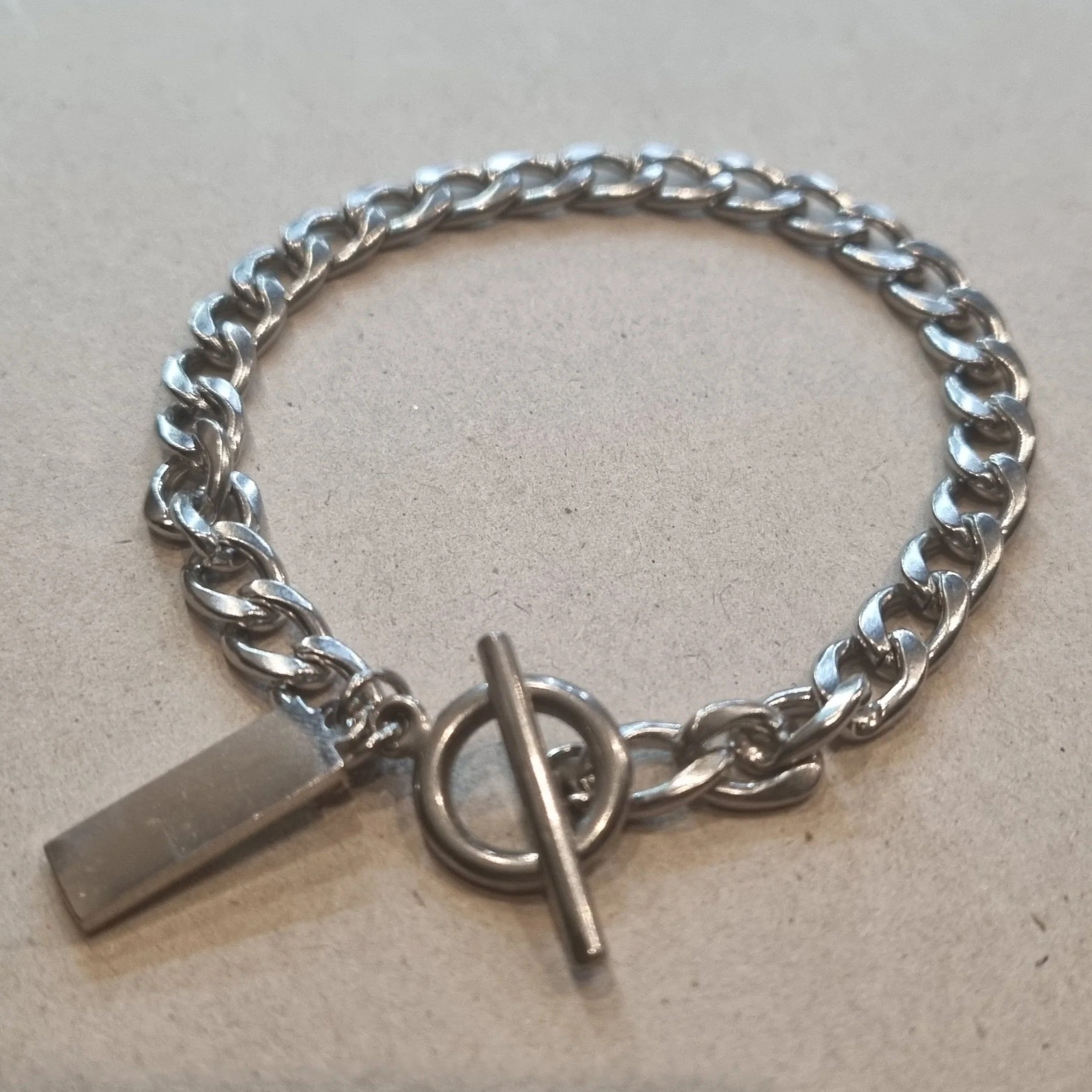 Men's Steel T-bar Bracelet 21cm