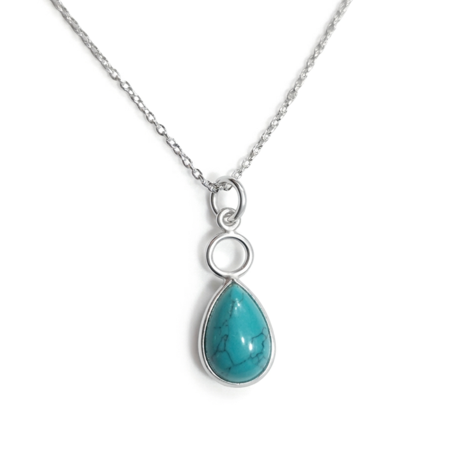 Turquoise Teardrop Loop Pendant Silver