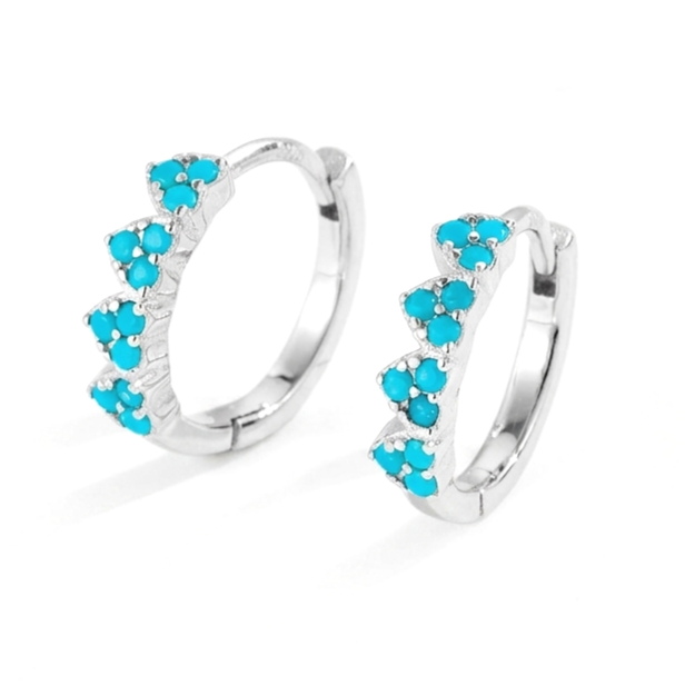 Trilogy Turquoise Cluster Huggies Silver