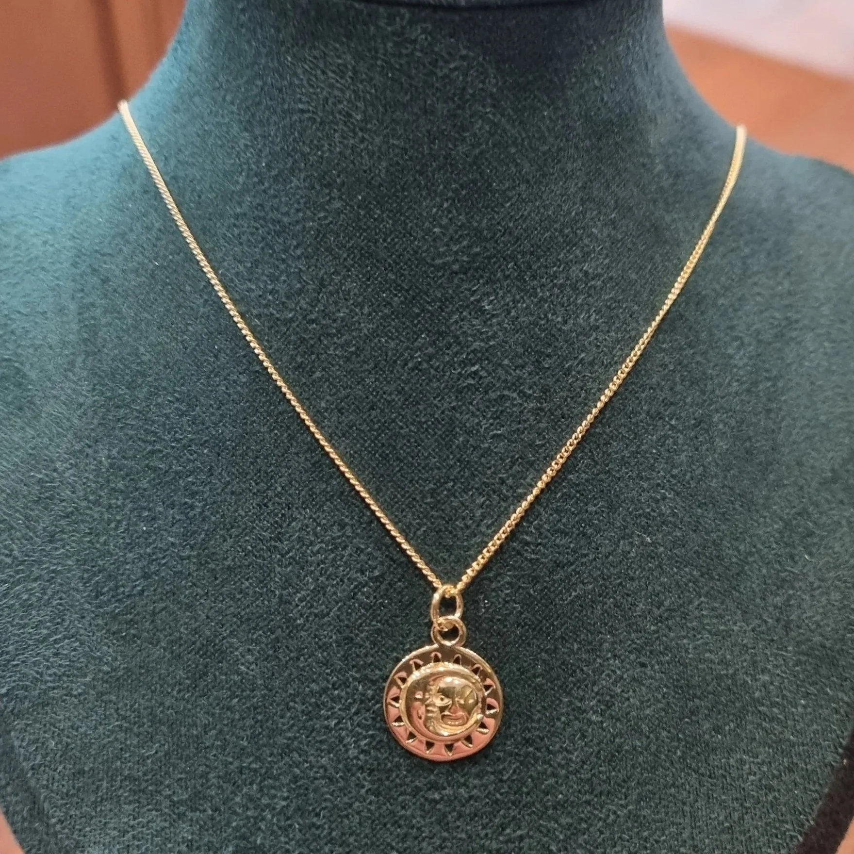 Sun & Moon Disc Pendant Gold
