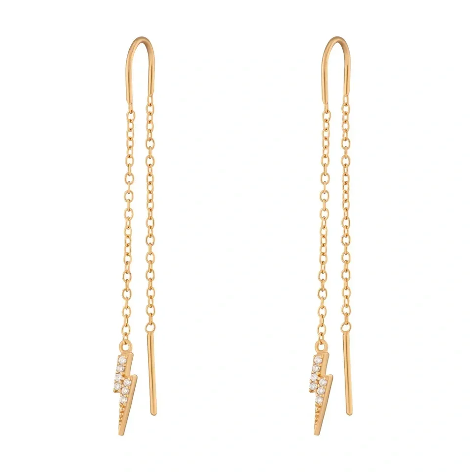 Scream Pretty Lightning Bolt Threader Earrings Gold