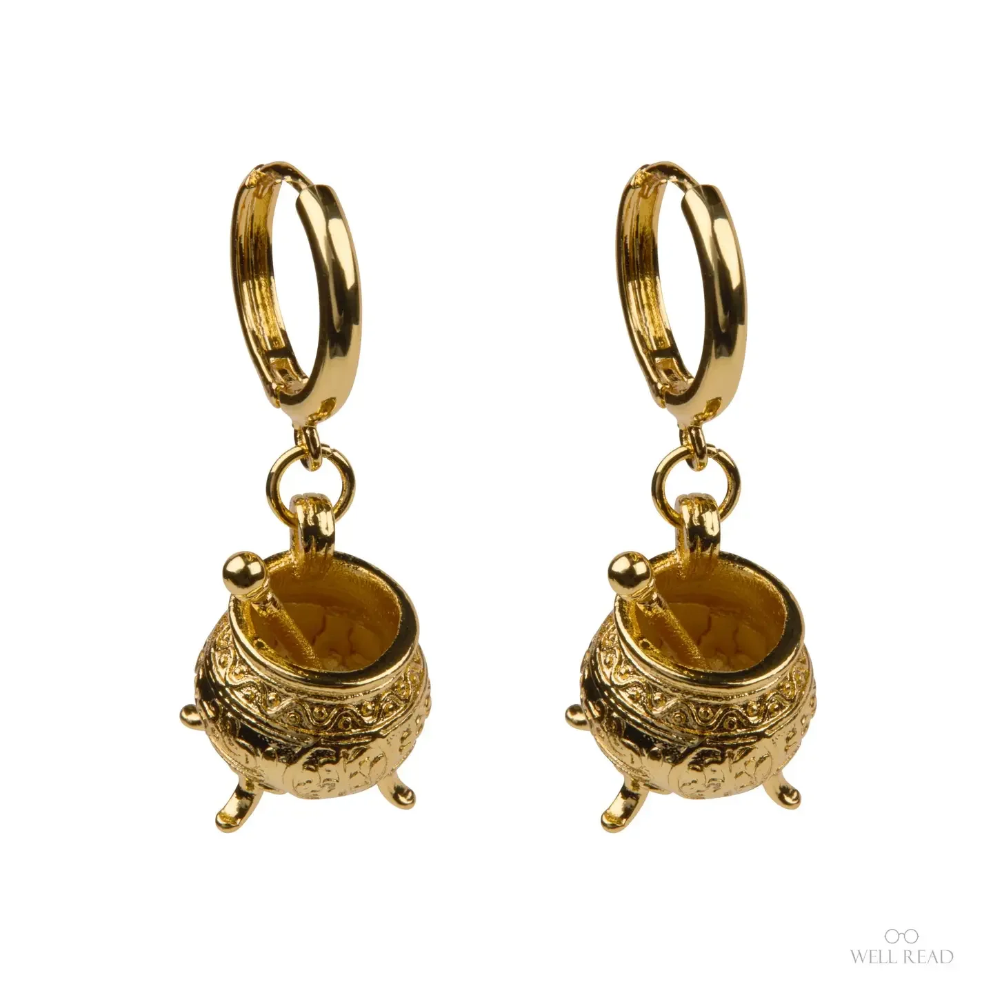 Well Read Company The Encyclopedia of Potion Making Silver Cauldron Hoop Earrings