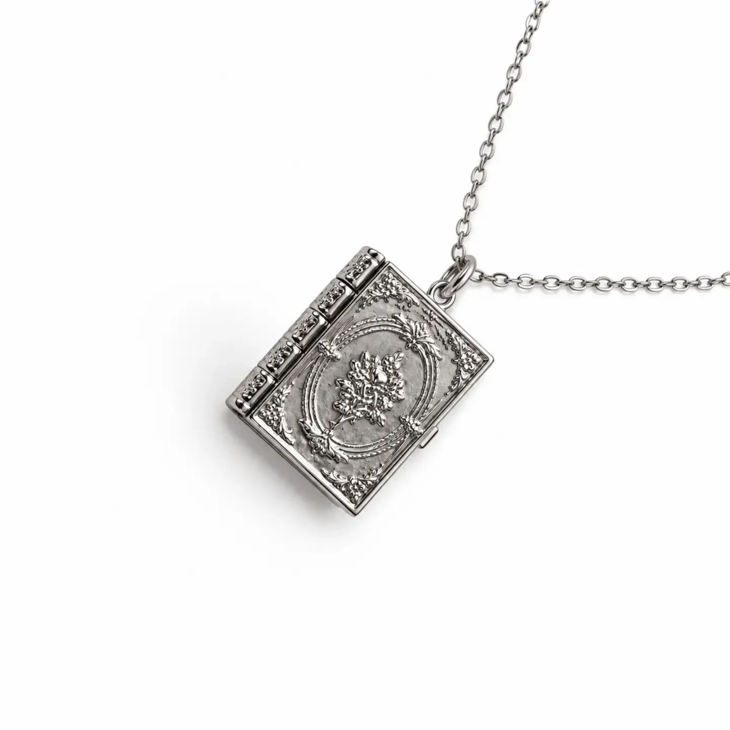 Well Read Company Vintage Book Locket Necklace Silver