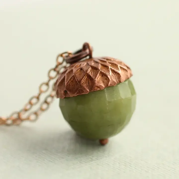 Olive Green Acorn Necklace