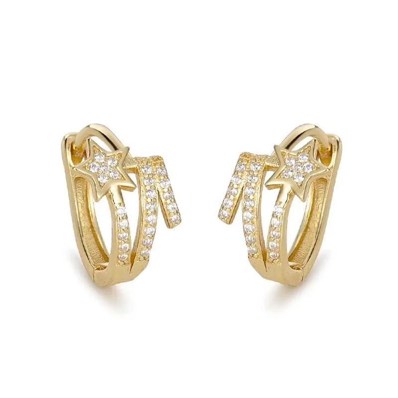 Shooting Star Hoop Earrings Gold