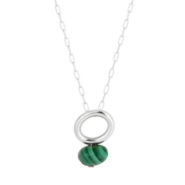 Vurchoo Malachite Silver Halo Necklace