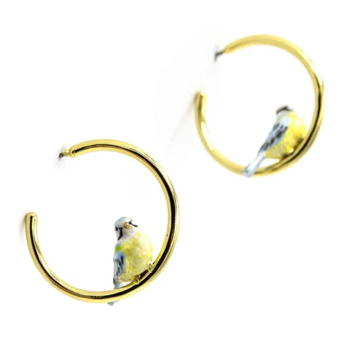 Bill Skinner Blue Tit Hoop Earrings