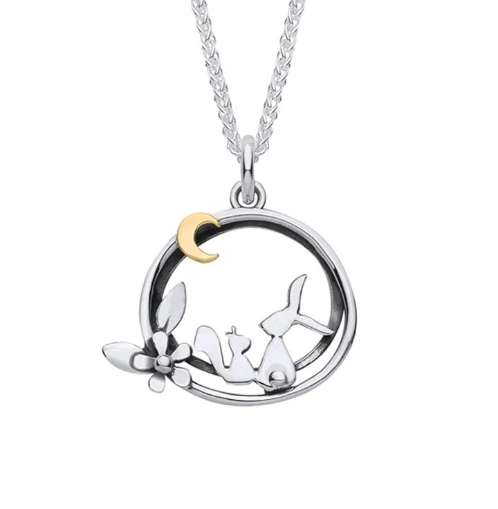 Linda Macdonald Silver Hare & Squirrel Moonlight Friends Necklace