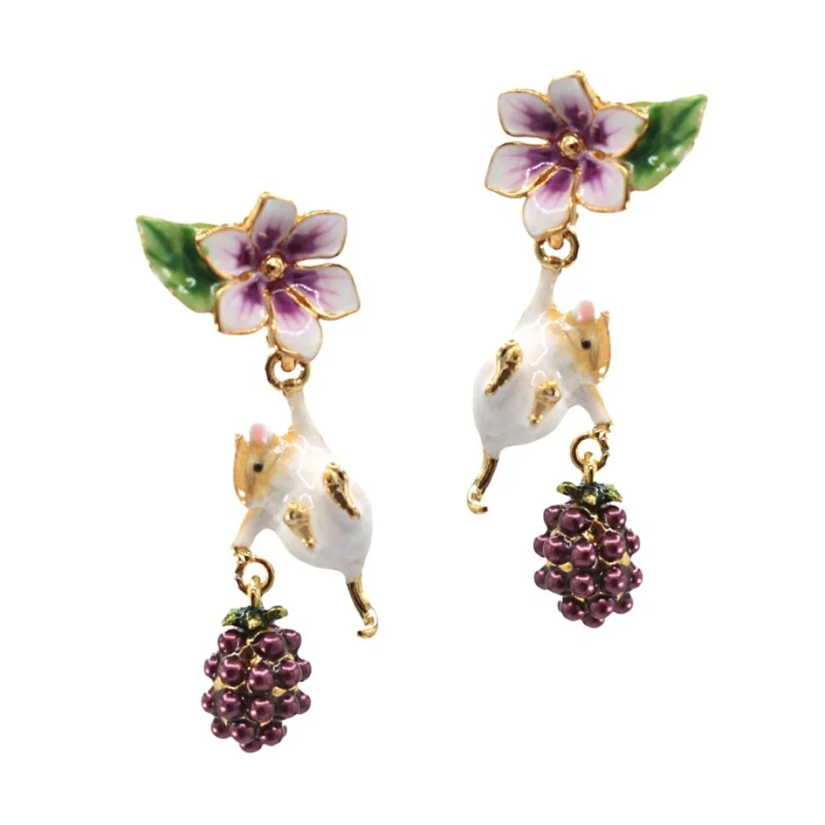 Bill Skinner Blackberry & Mouse Drop Earrings