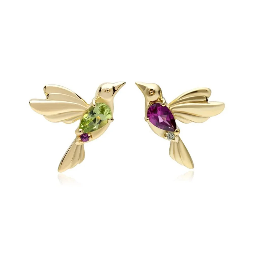 Hummingbird Stud Earrings Gold